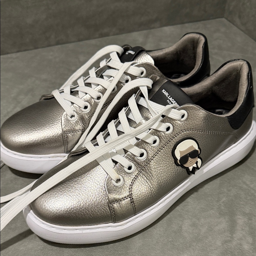 Karl Lagerfeld Metallic Silver Sneakers